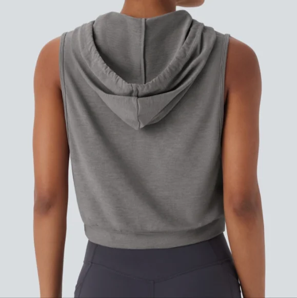 HALARA Gray Sleeveless Hoodie - Picture 4 of 11